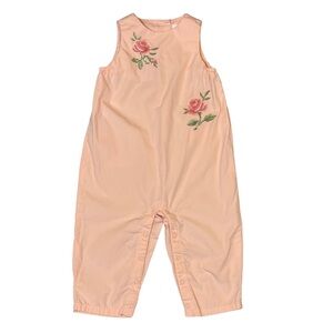 Janie and Jack Sweet Nothings Peach Floral Embroidered Jumpsuit 12-18 months